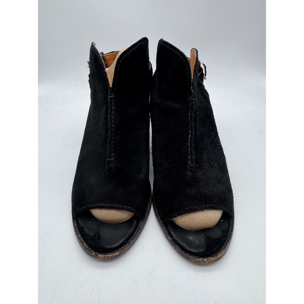 Frye Womens 8.5 B‎ Black Suede Peep Toe Slingback Block Heel Booties 3471343-BLK - Picture 2 of 7